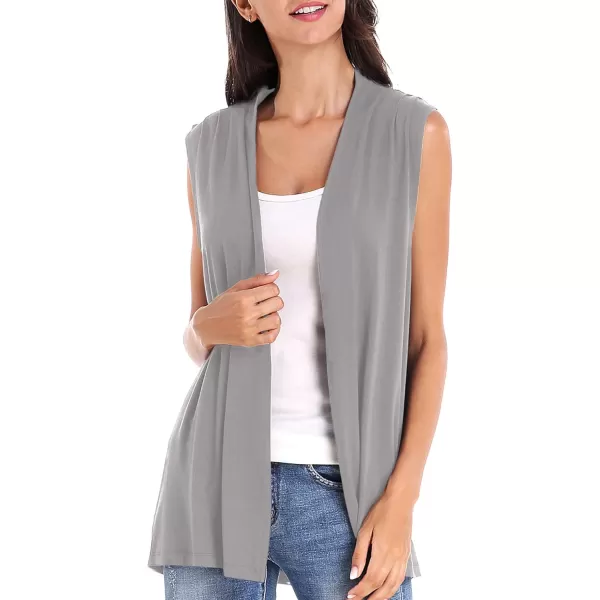 Urban CoCo Womens Sleeveless Cardigan Open Front Vest Lightweight Cool CoatLight Grey