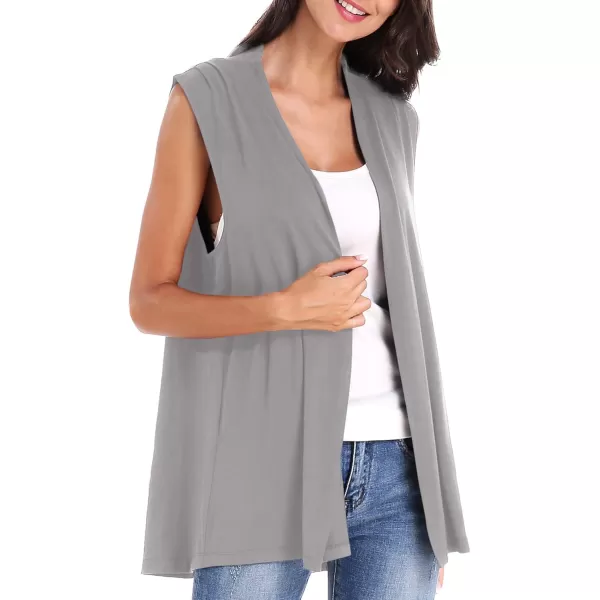 Urban CoCo Womens Sleeveless Cardigan Open Front Vest Lightweight Cool CoatLight Grey