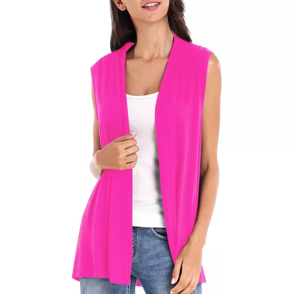 Urban CoCo Womens Sleeveless Cardigan Open Front Vest Lightweight Cool CoatRose