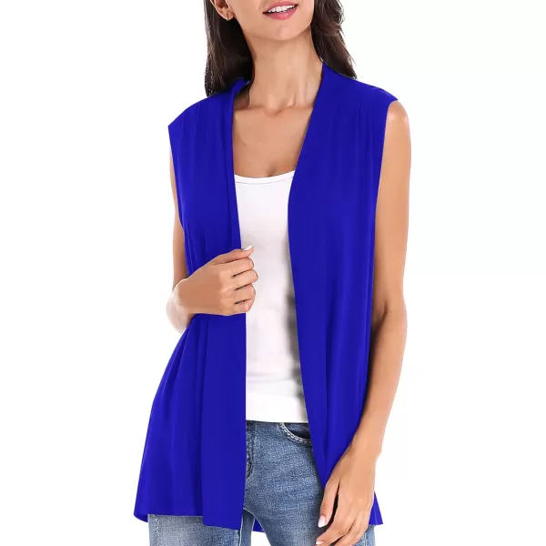 Urban CoCo Womens Sleeveless Cardigan Open Front Vest Lightweight Cool CoatRoyal Blue