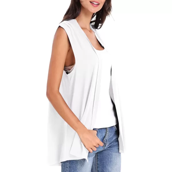 Urban CoCo Womens Sleeveless Cardigan Open Front Vest Lightweight Cool CoatWhite