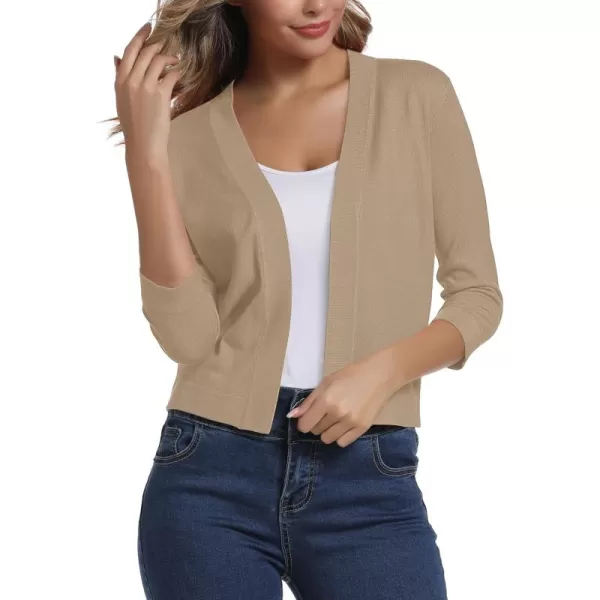 Urban CoCo Womens 34 Sleeve Cropped Cardigan Sweater Elegant Shrugs for WomenApricot