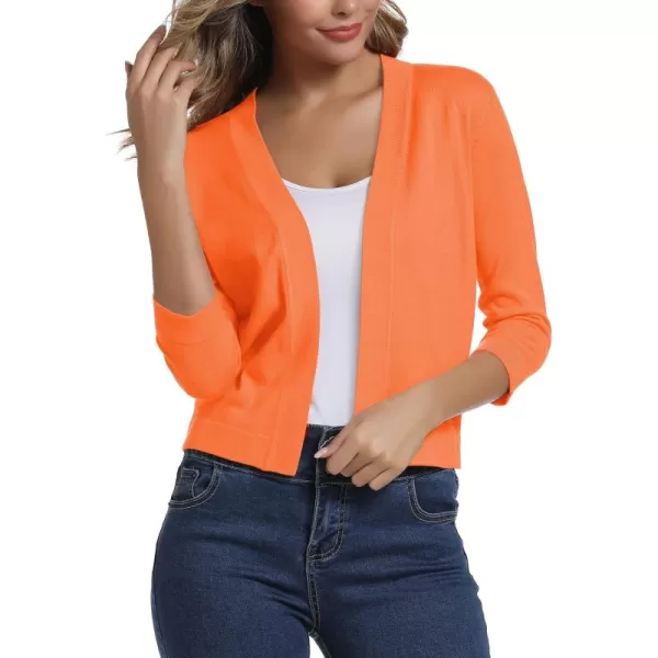 Urban CoCo Womens 34 Sleeve Cropped Cardigan Sweater Elegant Shrugs for WomenOrange