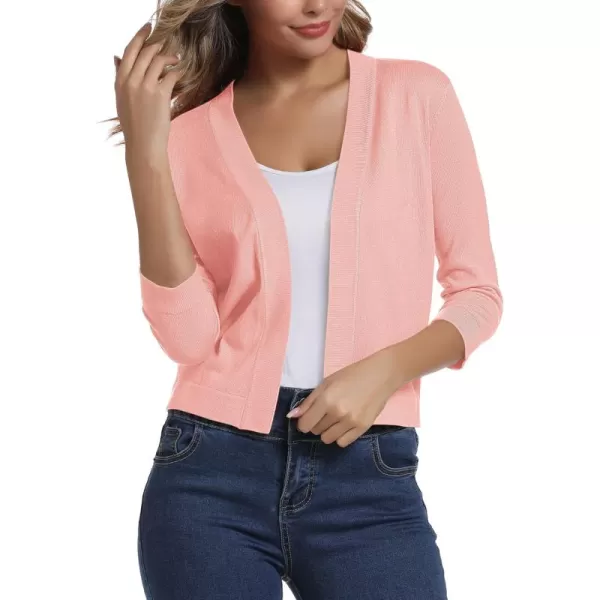 Urban CoCo Womens 34 Sleeve Cropped Cardigan Sweater Elegant Shrugs for WomenPink