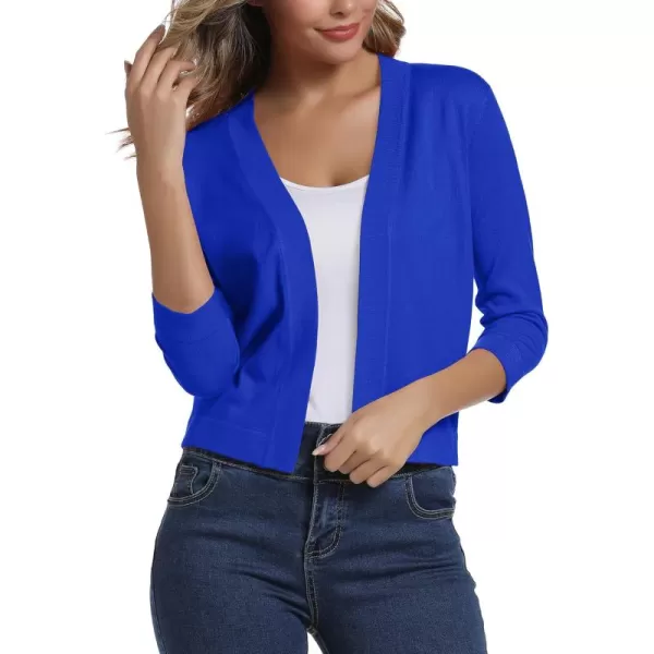 Urban CoCo Womens 34 Sleeve Cropped Cardigan Sweater Elegant Shrugs for WomenRoyal Blue