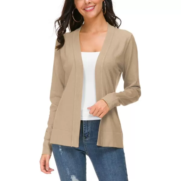 Urban CoCo Womens Long Sleeve Open Front Knit Cardigan SweaterApricot