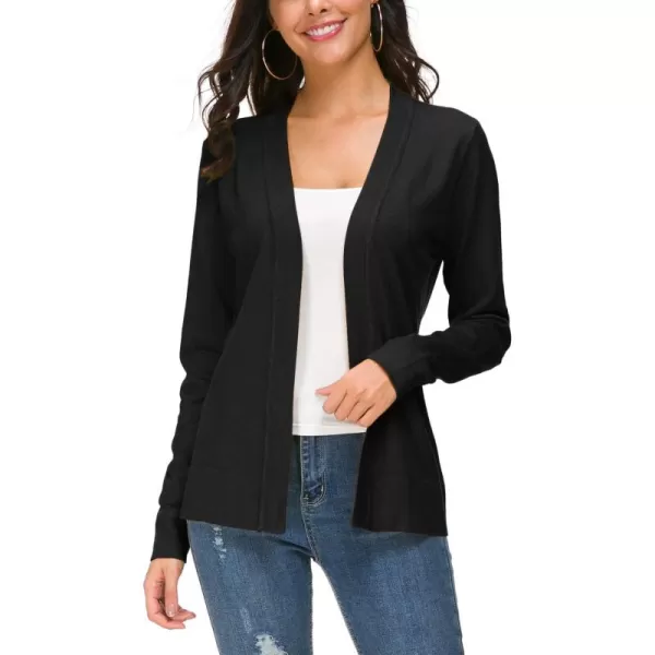 Urban CoCo Womens Long Sleeve Open Front Knit Cardigan SweaterBlack
