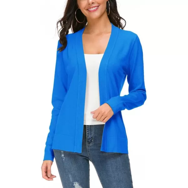 Urban CoCo Womens Long Sleeve Open Front Knit Cardigan SweaterBlue