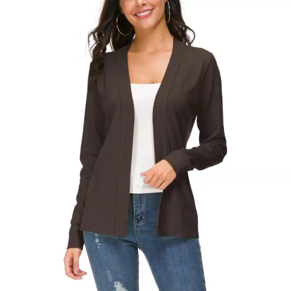 Urban CoCo Womens Long Sleeve Open Front Knit Cardigan SweaterBrown