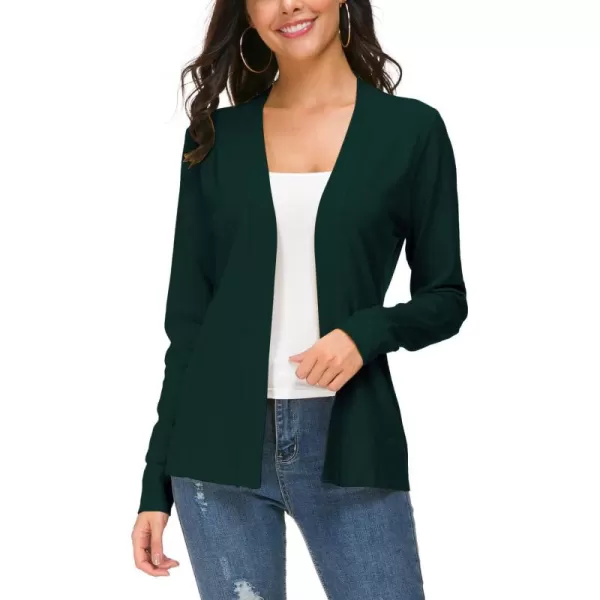 Urban CoCo Womens Long Sleeve Open Front Knit Cardigan SweaterDark Green