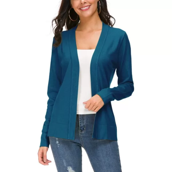 Urban CoCo Womens Long Sleeve Open Front Knit Cardigan SweaterIndigo Blue