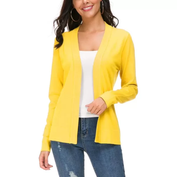 Urban CoCo Womens Long Sleeve Open Front Knit Cardigan SweaterLemon Yellow