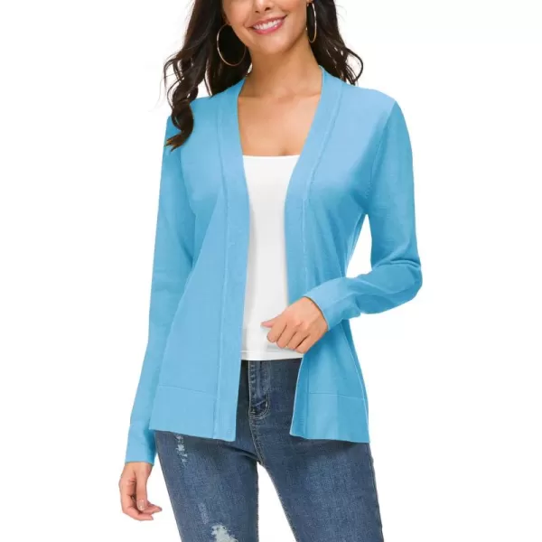 Urban CoCo Womens Long Sleeve Open Front Knit Cardigan SweaterLight Blue