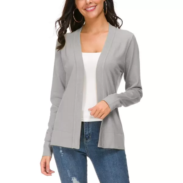 Urban CoCo Womens Long Sleeve Open Front Knit Cardigan SweaterLight Grey