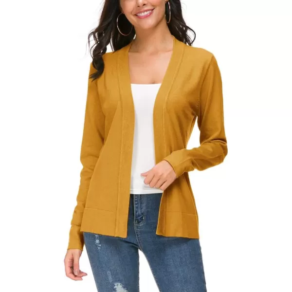 Urban CoCo Womens Long Sleeve Open Front Knit Cardigan SweaterMustard