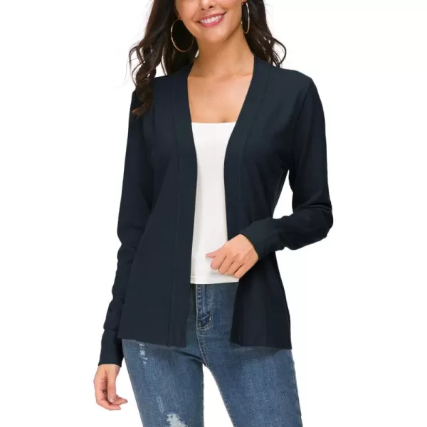 Urban CoCo Womens Long Sleeve Open Front Knit Cardigan SweaterNavy Blue