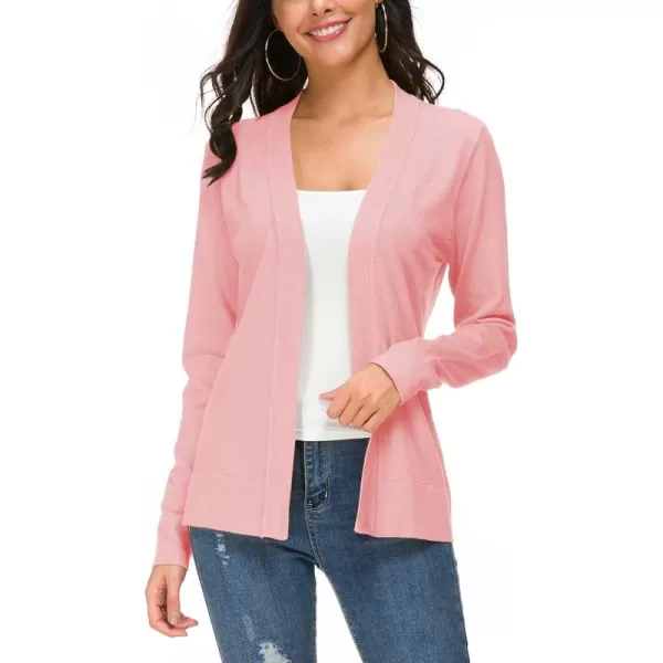 Urban CoCo Womens Long Sleeve Open Front Knit Cardigan SweaterPink