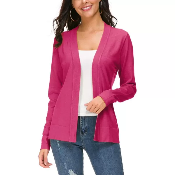 Urban CoCo Womens Long Sleeve Open Front Knit Cardigan SweaterRose
