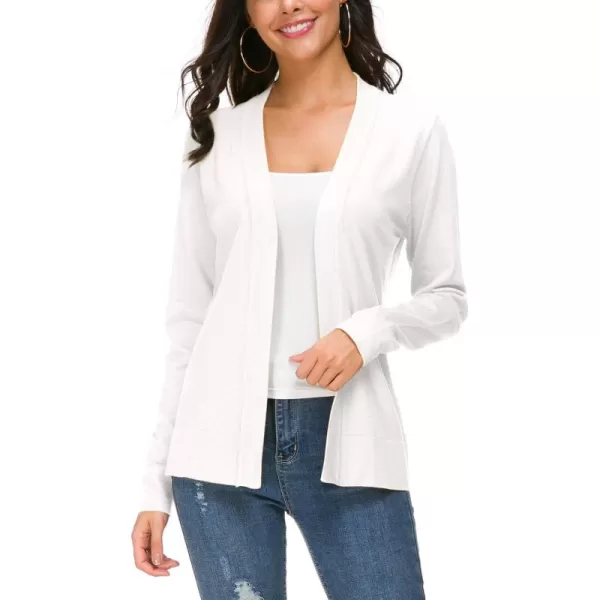 Urban CoCo Womens Long Sleeve Open Front Knit Cardigan SweaterWhite