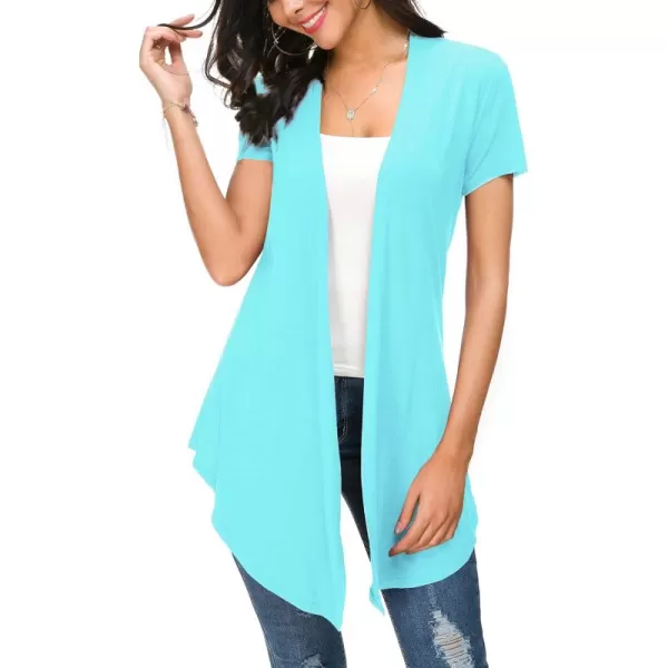 Urban CoCo Womens Open Front Short Sleeve Cardigans for Women Lightweight Summer Drape Cardigan VestBlue