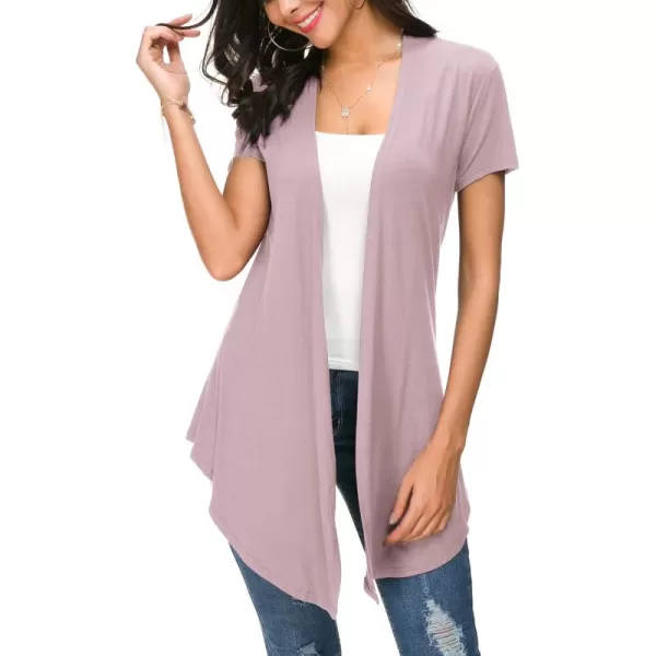 Urban CoCo Womens Open Front Short Sleeve Cardigans for Women Lightweight Summer Drape Cardigan VestLavender