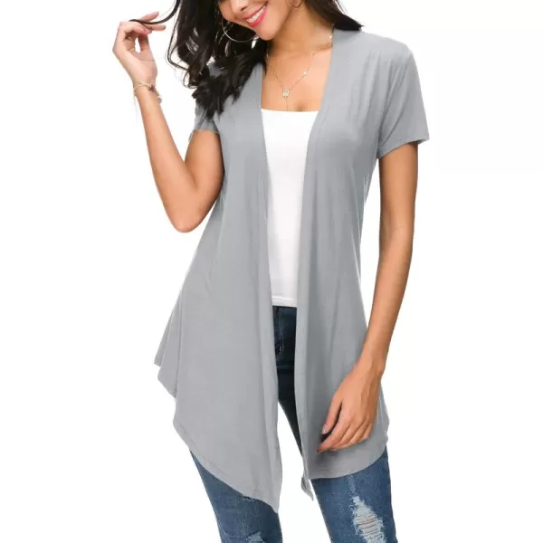 Urban CoCo Womens Open Front Short Sleeve Cardigans for Women Lightweight Summer Drape Cardigan VestLight Grey