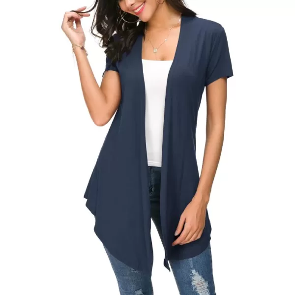 Urban CoCo Womens Open Front Short Sleeve Cardigans for Women Lightweight Summer Drape Cardigan VestNavy Blue
