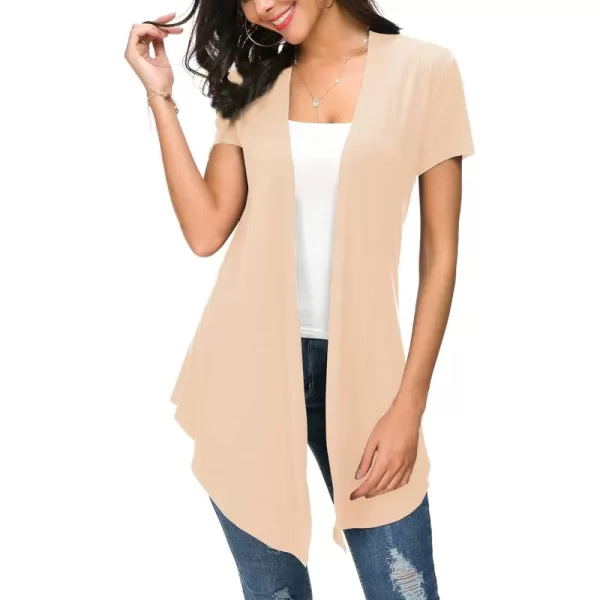 Urban CoCo Womens Open Front Short Sleeve Cardigans for Women Lightweight Summer Drape Cardigan VestSilver Mink
