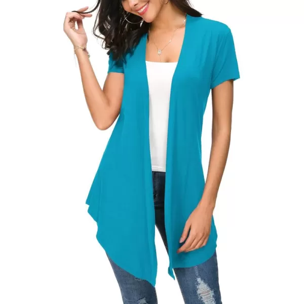 Urban CoCo Womens Open Front Short Sleeve Cardigans for Women Lightweight Summer Drape Cardigan VestTeal