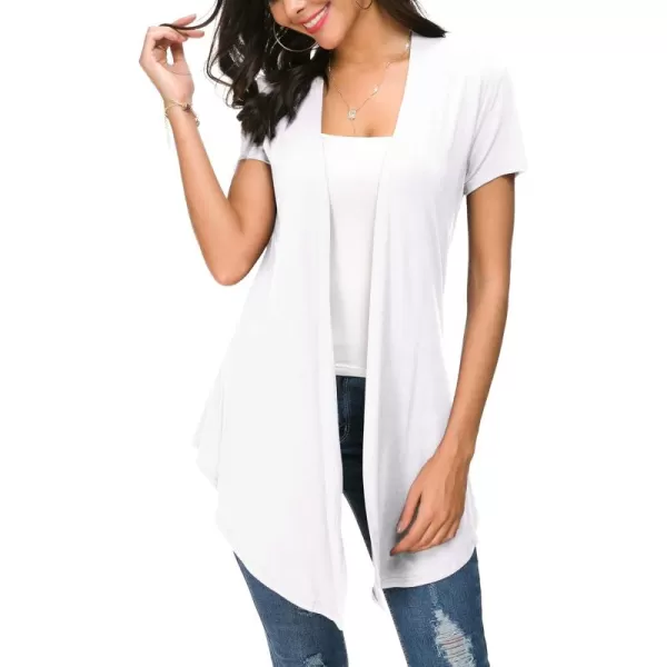Urban CoCo Womens Open Front Short Sleeve Cardigans for Women Lightweight Summer Drape Cardigan VestWhite