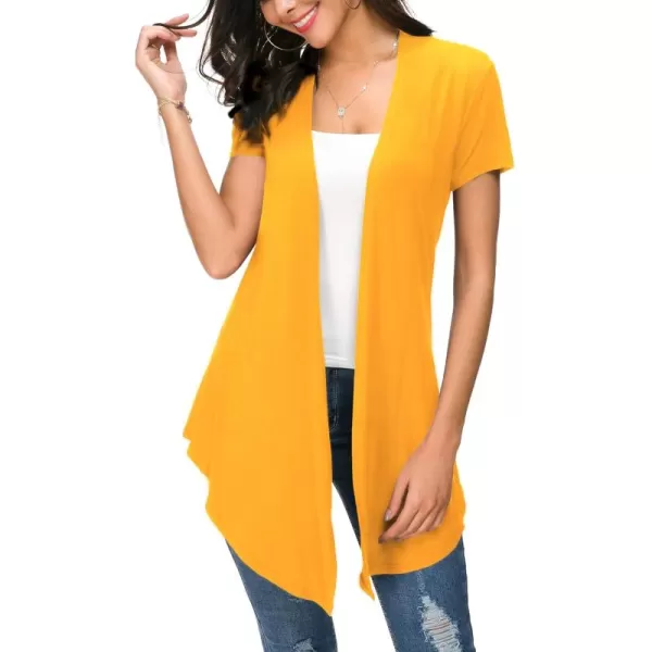 Urban CoCo Womens Open Front Short Sleeve Cardigans for Women Lightweight Summer Drape Cardigan VestYellow