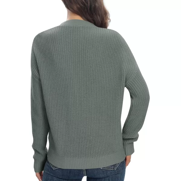 Urban CoCo Womens Lightweight Knit Open Front VNeck Long Sleeve Button Down Casual Cardigan with PocketsDeep Grey