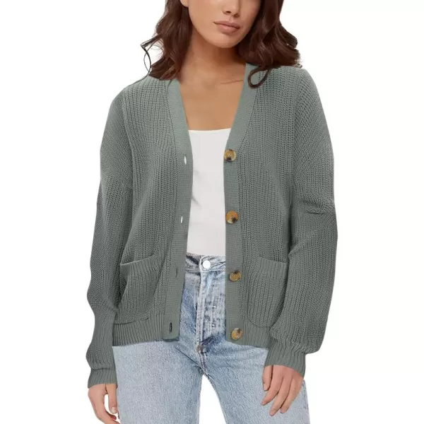 Urban CoCo Womens Lightweight Knit Open Front VNeck Long Sleeve Button Down Casual Cardigan with PocketsDeep Grey