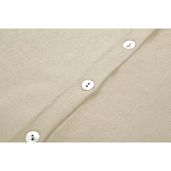Urban CoCo Womens Button Down Crew Neck Cropped Cardigan Lightweight Shrug Kint SweaterApricot