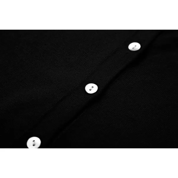 Urban CoCo Womens Button Down Crew Neck Cropped Cardigan Lightweight Shrug Kint SweaterBlack