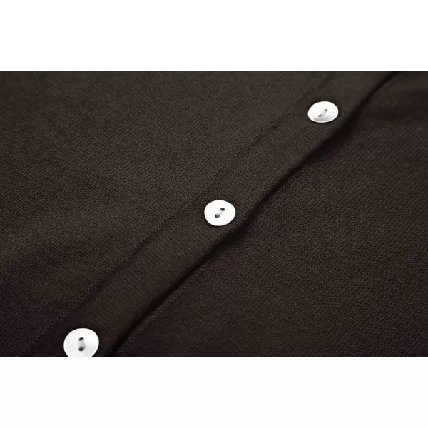 Urban CoCo Womens Button Down Crew Neck Cropped Cardigan Lightweight Shrug Kint SweaterCoffee