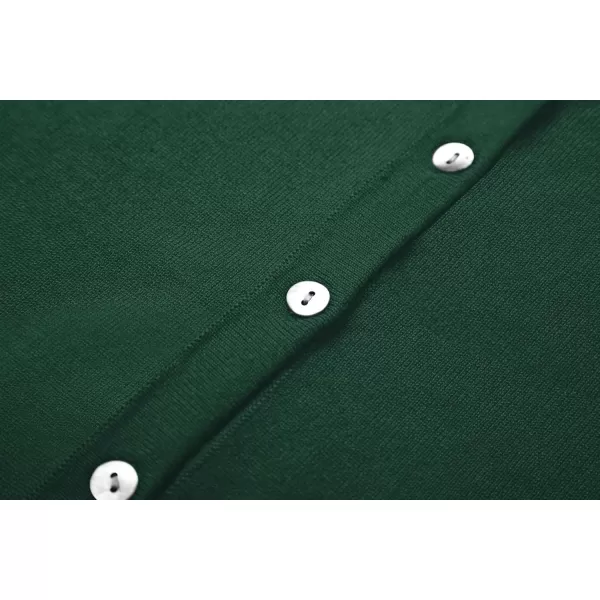 Urban CoCo Womens Button Down Crew Neck Cropped Cardigan Lightweight Shrug Kint SweaterDark Green