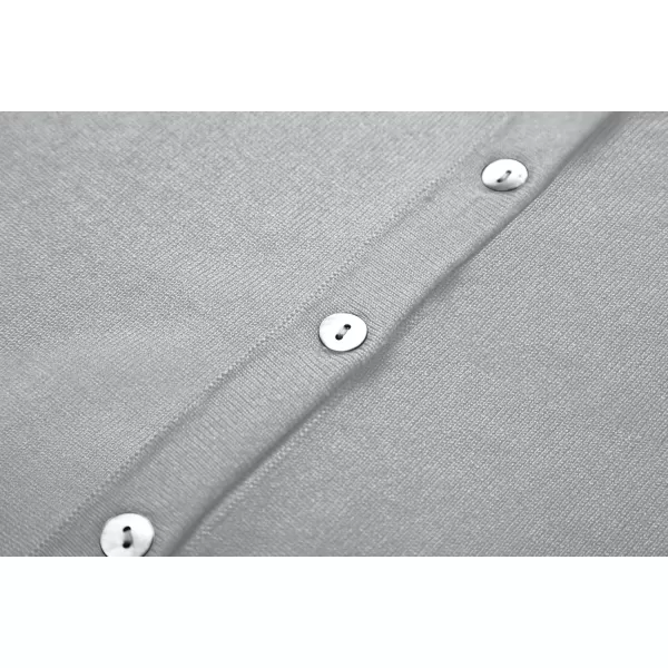 Urban CoCo Womens Button Down Crew Neck Cropped Cardigan Lightweight Shrug Kint SweaterHeather Gray