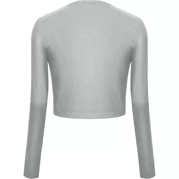 Urban CoCo Womens Button Down Crew Neck Cropped Cardigan Lightweight Shrug Kint SweaterHeather Gray