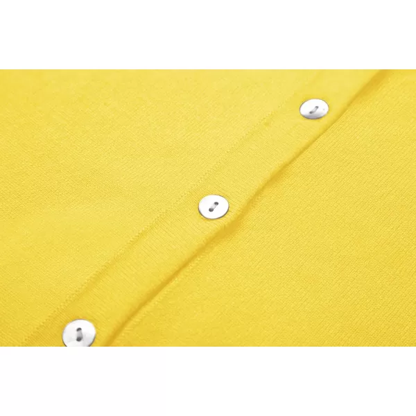 Urban CoCo Womens Button Down Crew Neck Cropped Cardigan Lightweight Shrug Kint SweaterLemon Yellow