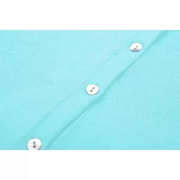 Urban CoCo Womens Button Down Crew Neck Cropped Cardigan Lightweight Shrug Kint SweaterLight Blue