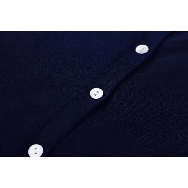 Urban CoCo Womens Button Down Crew Neck Cropped Cardigan Lightweight Shrug Kint SweaterNavy Blue