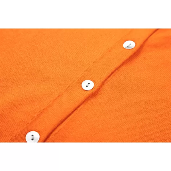 Urban CoCo Womens Button Down Crew Neck Cropped Cardigan Lightweight Shrug Kint SweaterOrange