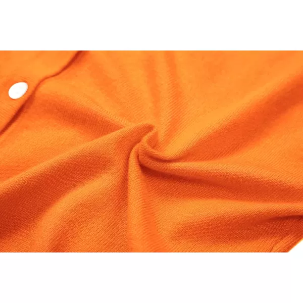 Urban CoCo Womens Button Down Crew Neck Cropped Cardigan Lightweight Shrug Kint SweaterOrange