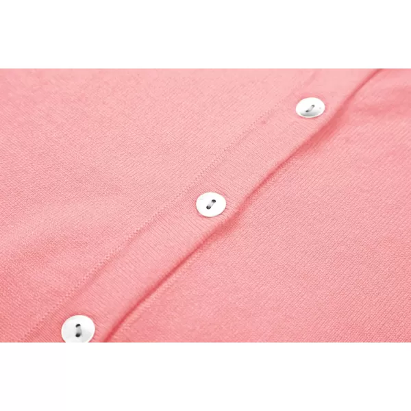 Urban CoCo Womens Button Down Crew Neck Cropped Cardigan Lightweight Shrug Kint SweaterPink