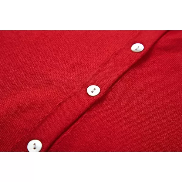 Urban CoCo Womens Button Down Crew Neck Cropped Cardigan Lightweight Shrug Kint SweaterRed