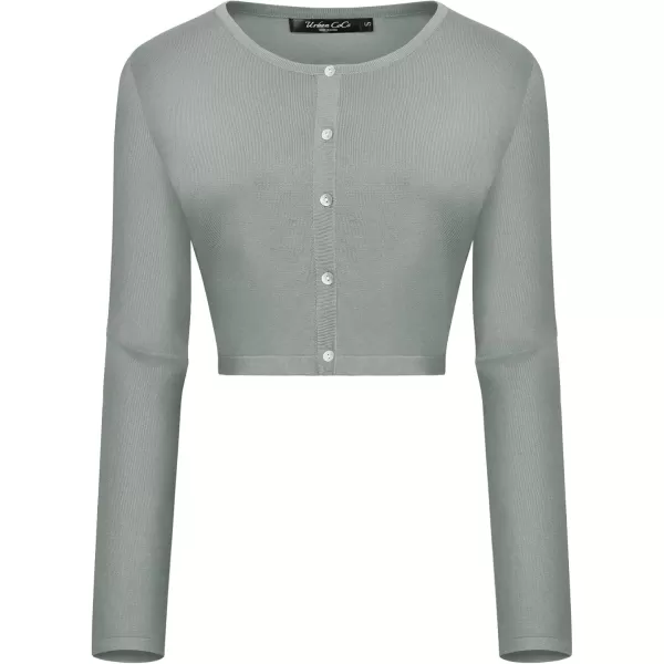 Urban CoCo Womens Button Down Crew Neck Cropped Cardigan Lightweight Shrug Kint SweaterWashed Olive
