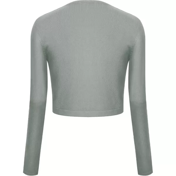 Urban CoCo Womens Button Down Crew Neck Cropped Cardigan Lightweight Shrug Kint SweaterWashed Olive