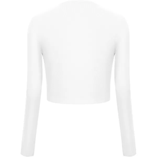 Urban CoCo Womens Button Down Crew Neck Cropped Cardigan Lightweight Shrug Kint SweaterWhite
