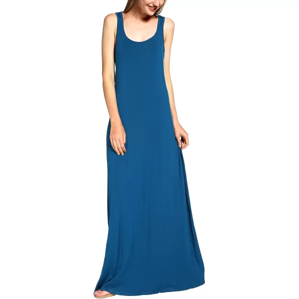 Urban CoCo Womens Scoop Neck Solid Sleeveless Summer Beach Tank Top Casual Maxi DressInk Blue